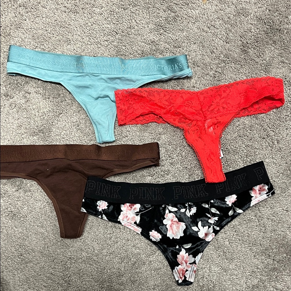 Victoria's Secret and PINK Thong Collection - Red, Blue, Brown, Floral